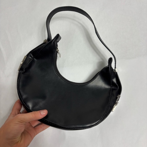 Black Leather Mini Shoulder Bag - Picture 5 of 6